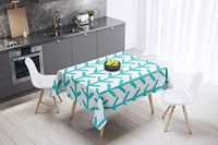 Bonamaison Tafelkleed, Anti-Mold, Sneldrogend, Waterdicht, 100% Polyester Tafellaken, Turkoois, wit, 140 x 140 Cm