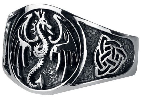 etNox hard and heavy etNox Dragon Heren Ring - zilverkleurig