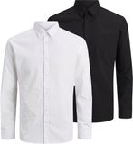 JACK & JONES JJJOE SHIRT LS 2 PACK MP Heren Overhemd Lange Mouw Katoen/Polyester Zwart XL