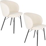 Housecraft Living Joa Eetkamerstoelen Bouclé Wit - Set van 2
