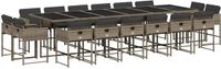vidaXL 17-delige Tuinset met kussens, poly rattan, grijs