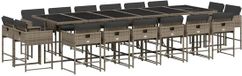vidaXL Ensemble de jardin 17 pièces avec coussins, poly rotin, gris