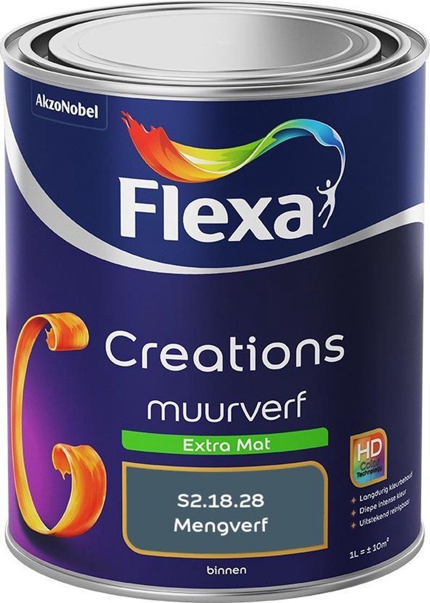 FLEXA Creations Muurverf - Extra Mat - Mengkleuren Collectie - S2.18.28 - 1 liter - 8711113188920