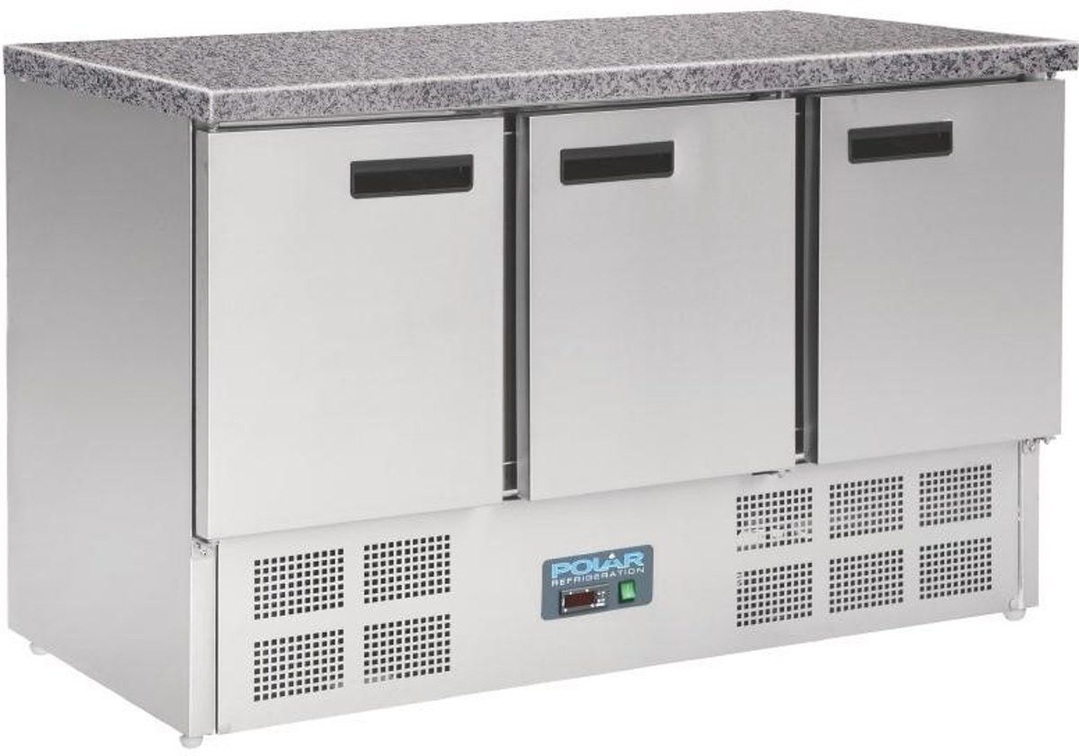 Polar gekoelde werkbank met marmeren werkblad 368ltr