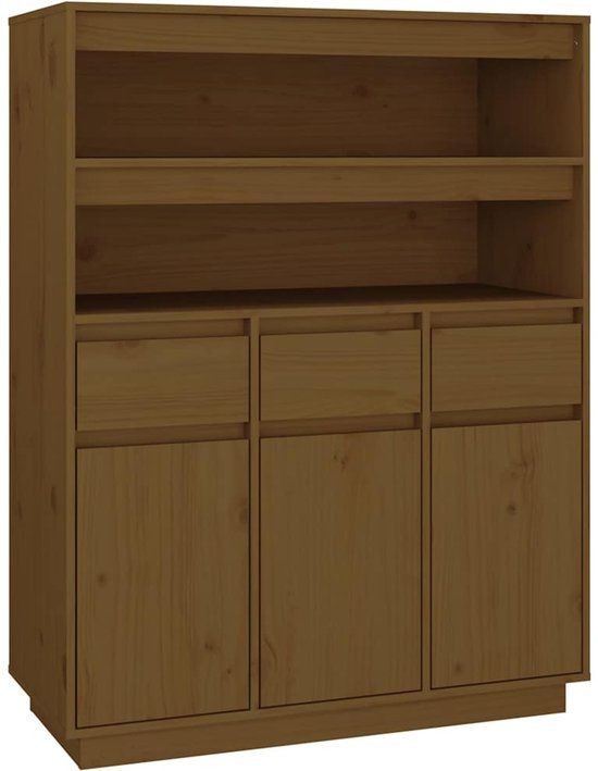 vidaXL Hoge kast 89x40x116,5 cm massief grenenhout honingbruin