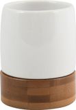 MSV Tandenborstelhouder TALLINN – Tumbler Badkamer voor Tandenborstel en Tandpasta Houder – Wit/Bruin – Keramiek/Hout – 9,2 cm