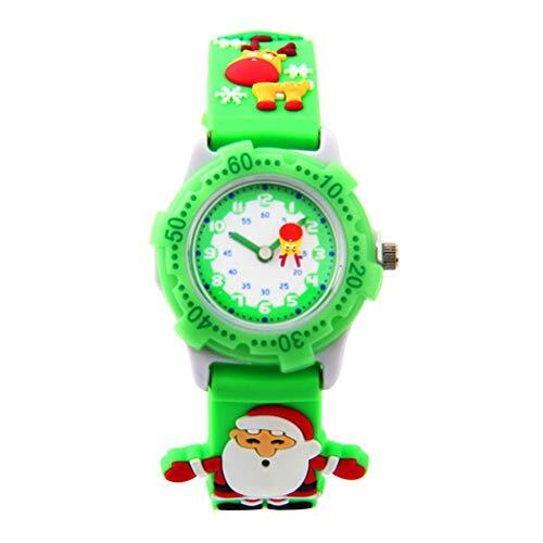 VILLCASE Polshorloge-Kerstthema Kinderhorloge Leerlingen Polshorloge Schattig quartzhorloge Verjaardagscadeau voor kinderen voor kinderen Kinderen Groen