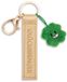 NICI sleutelhanger geluksbrenger imitatieleren band goud 10cm met klaverblad