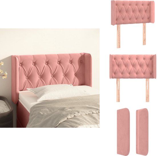 vidaXL Hoofdbord met randen 83x16x78/88 cm fluweel roze