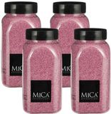 Mica Decorations decoratie zand - 4x - 650ml - roze