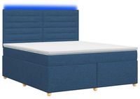 vidaXL Boxspringbed met matras en hoofdeinde, blauw, 180 x 200 cm, stof