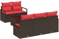 vidaXL Banc de jardin 6 pièces 5 places beige et rouge