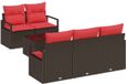 vidaXL Tuinbank Set 6 st 5-Aantal zitplaatsen Beige en Rood