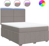 vidaXL Boxspringbed met matras, taupekleurig, 140x190 cm, met stoffen bekleding