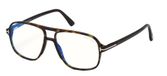 Tom Ford Ft 5737-b Lunettes de vue avec filtre anti-lumière bleue Homme Havane Pilote 56mm