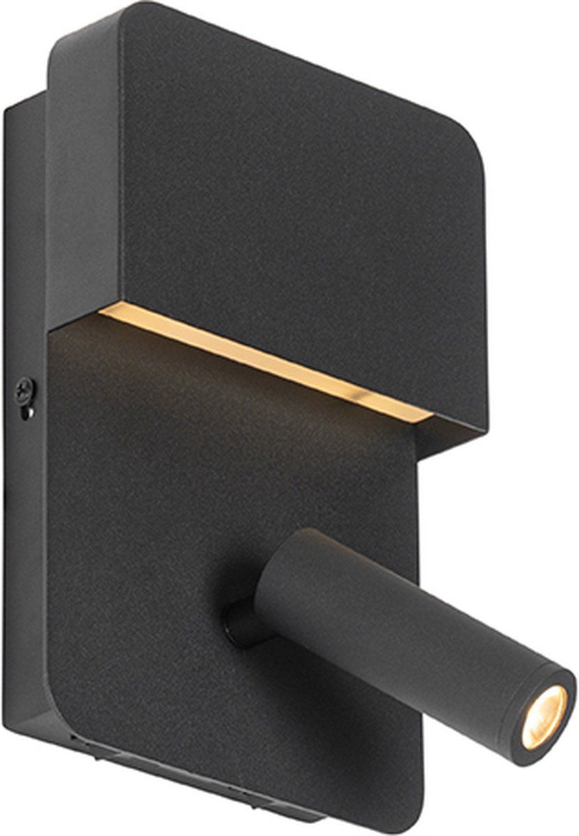 QAZQA Robin - LED Wandlamp - Zwart - 13.5 cm