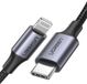 Ugreen USB-C naar Lightning kabel MFi gecertificeerd nylon PD oplader 1 meter zwart-zilver