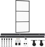 vidaXL Schuifdeur met beslag 90x205 cm aluminium en ESG-glas