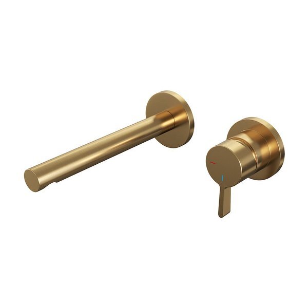 Brauer Gold Edition wastafelkraan inbouw ColdStart met inbouwdeel met ronde rozetten en rechte uitloop type S1 greep messing geborsteld goud 5-GG-004-S1-65