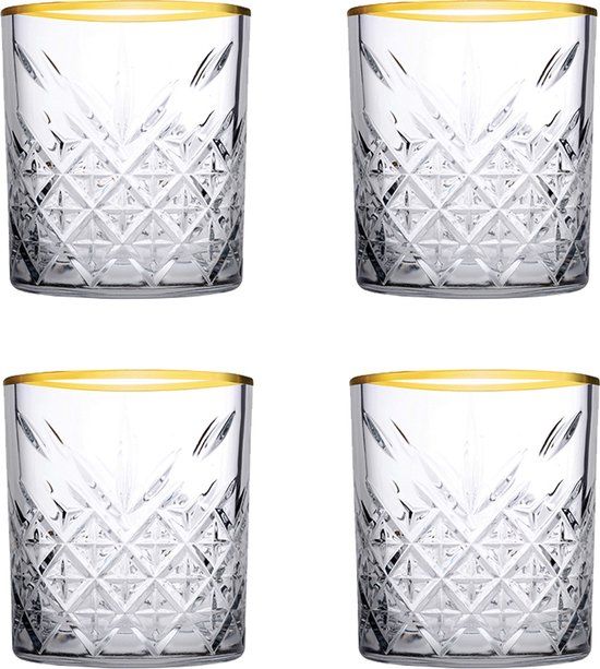 Pasabahce Timeless Tumbler - 35.5 cl - Gold Rim - Set of 4