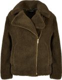 Urban Classics Sherpa Biker Jacket Olijfgroen Dames M