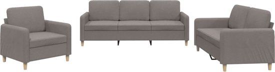 vidaXL 3-delige Loungeset met kussens stof taupe