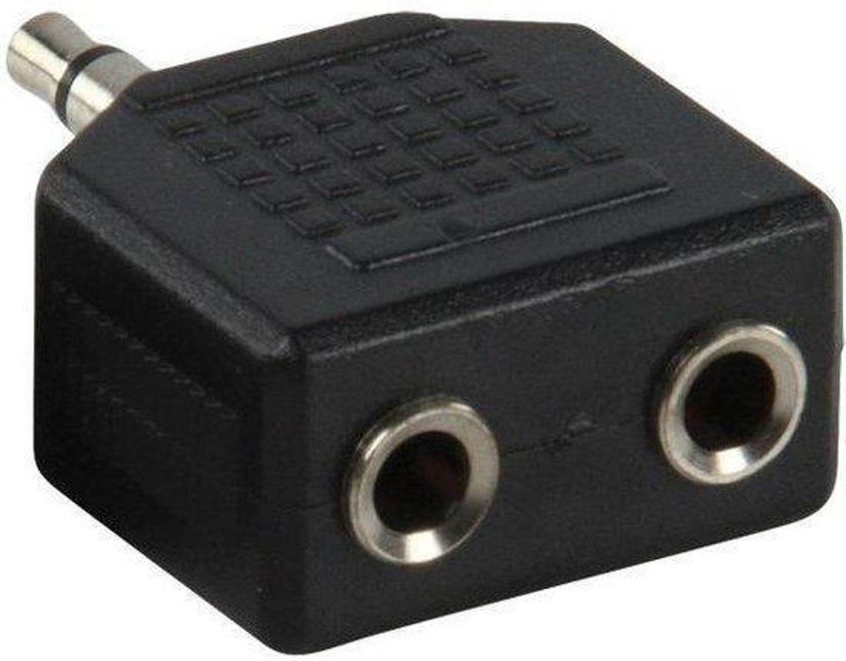 - Hoofdtelefoon Splitter, Verdeel Adapter plug van 1x 3,5 mm naar 2x 3,5 mm Jack (Zwart