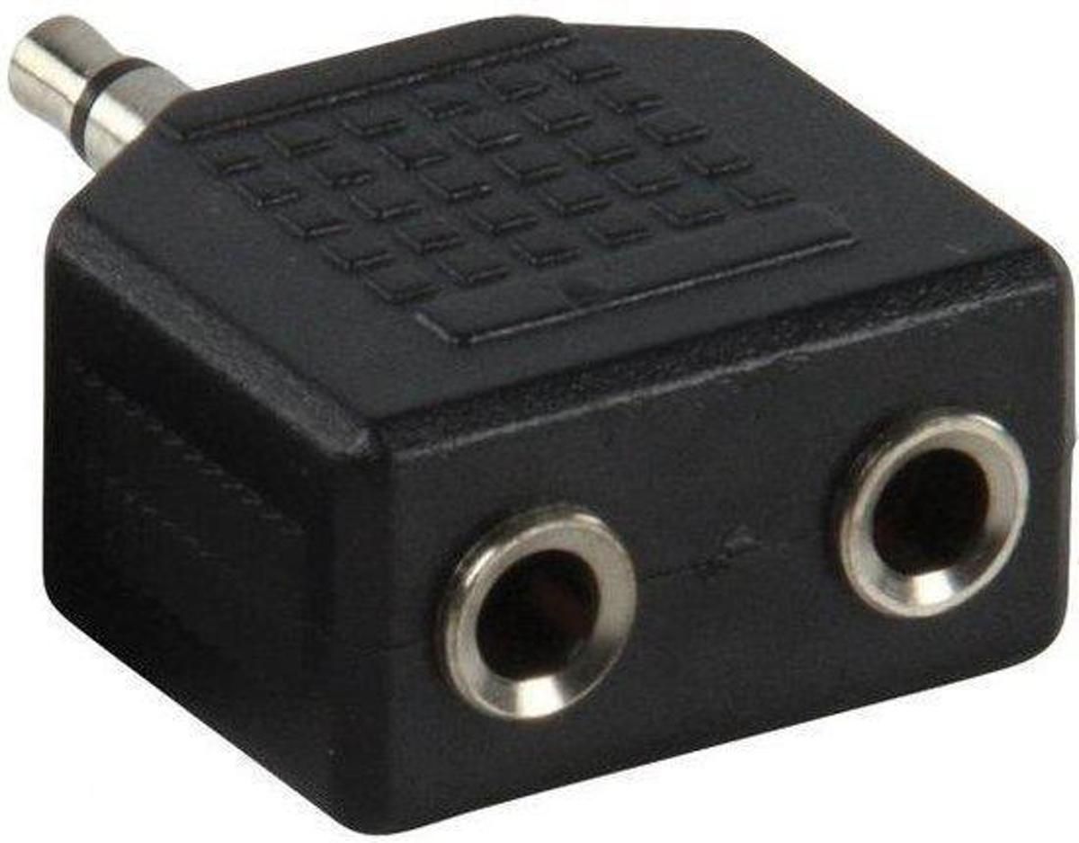 Panda - Hoofdtelefoon Splitter, Verdeel Adapter plug van 1x 3,5 mm naar 2x 3,5 mm Jack (Zwart