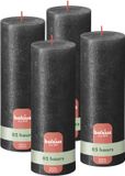 Bolsius - Rustieke kaars Shimmer - 4 Stuks - Metallic Antraciet – 19cm - 85 branduren