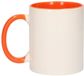 Shoppartners Bv Koffiemok / thee beker - 2x - 300 ml - Wit/oranje - Cadeau mokken - keramiek