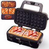 KitchenBrothers 3-in-1 Contactgrill - Wafelijzer - Tosti Apparaat - BPA-vrij - 1200W - Verwisselbare Platen - RVS
