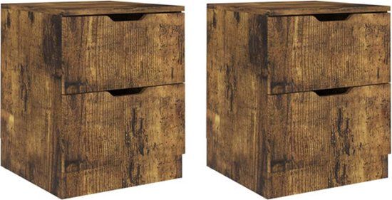 vidaXL Nachtkastjes - Set van 2 - 40x40x50 cm - Bewerkt Hout - Gerookt Eikenkleurig