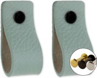 BIG save Poignées en cuir - Vert délavé - 2 pièces - 12,5 x 2,5 cm
