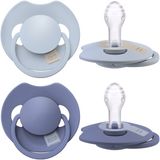 Difrax LOVI Fopspeen Dynamisch - Prime - 6 tot 18 Maanden - Lichtblauw & Navy - 2 Stuks