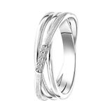 Lucardi Dames Ring mat/glans met zirkonia - Ring - Cadeau - Echt Zilver - Zilverkleurig