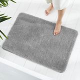 GONICVIN Vloerkleed, 80 x 120 cm, Zachte microvezel wasbare badmat, antislip badmat voor badkamer, woonkamer (grijs)