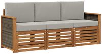 vidaXL - Bank loungeset - 4 zitplekken - Massief acaciahout - Natuurlijk en lichtgrijs