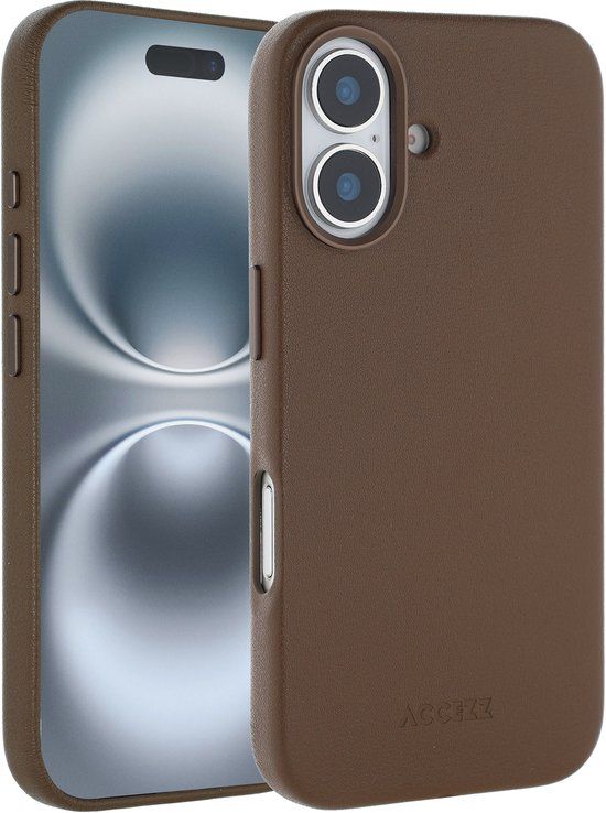 Accezz Leather Backcover voor iPhone 16 - Coffee Brown