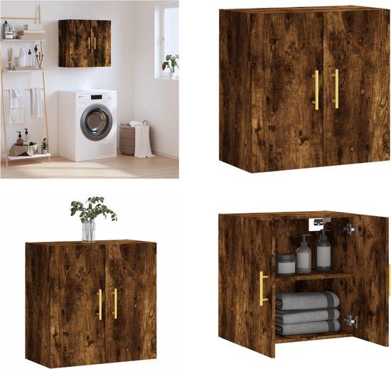 vidaXL Wandkast - 60x31x60 cm - Bewerkt Hout - Gerookt Eikenkleurig