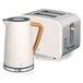 Swan Nordic Set ontbijtwaterkoker, draadloos, 1,7 l, 2200 W, brede sleuf, 2 sneden, 3 functies, modern design, houtlook, wit