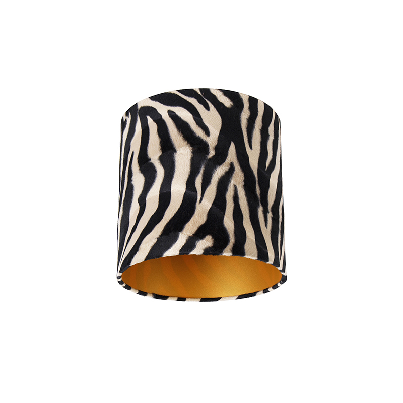 QAZQA Velours lampenkap zebra dessin 25/25/25 met gouden binnenkant