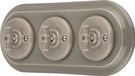 SET PR1 Interrupteur encastrable, porcelaine, rétro, rotatif, 3 voies, tout-en-un, grisbeige