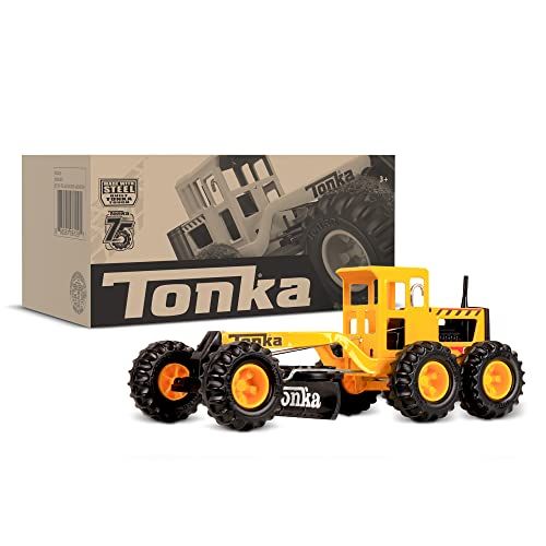 Tonka 06129 Steel Classics Road Grader - Kids Construction Toy Truck - Yellow & Black