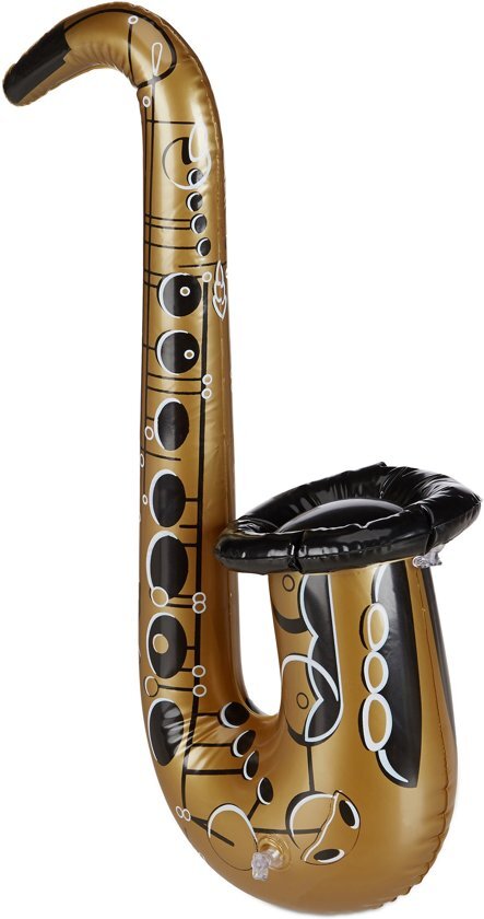 Relaxdays Opblaasbare saxofoon - opblaasbaar instrument - party accessoires - goud