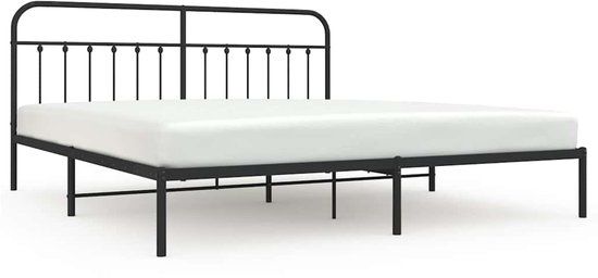vidaXL Bedframe Metaal met Hoofdbord Zwart 193x203 cm