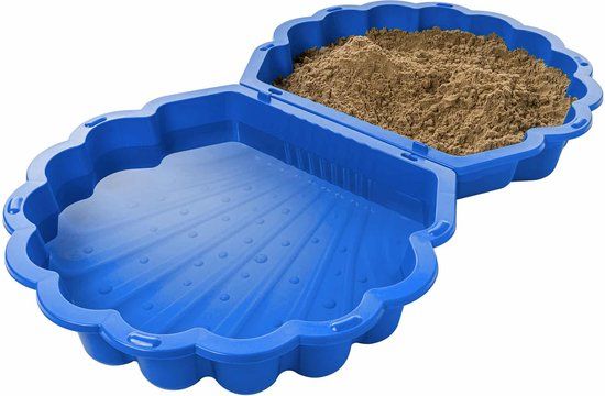 SwingKing Zandbak Schelp Blauw 2-delig - 88 x 77 x 36 cm - Met Deksel