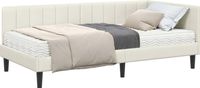 vidaXL Hoekbedframe met Matras en Hoofdeinde, 2-persoons, Crème Fluweel