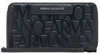 Armani Exchange Liz Pebble reisportemonnee voor dames, met logo in reliëf, zwart