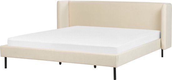 Beliani ARETTE - Tweepersoonsbed - Beige - 180 x 200 cm - Fluweel