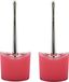 MSV Toiletborstel in houder/wc- 2x -borstel Aveiro - PS kunststof/rvs - fuchsia roze/zilver - 37 x 14 cm